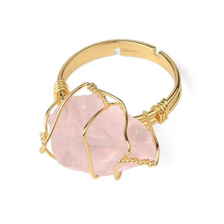 Bague ajustable en améthyste et cristal naturel avec Buddha Stones
