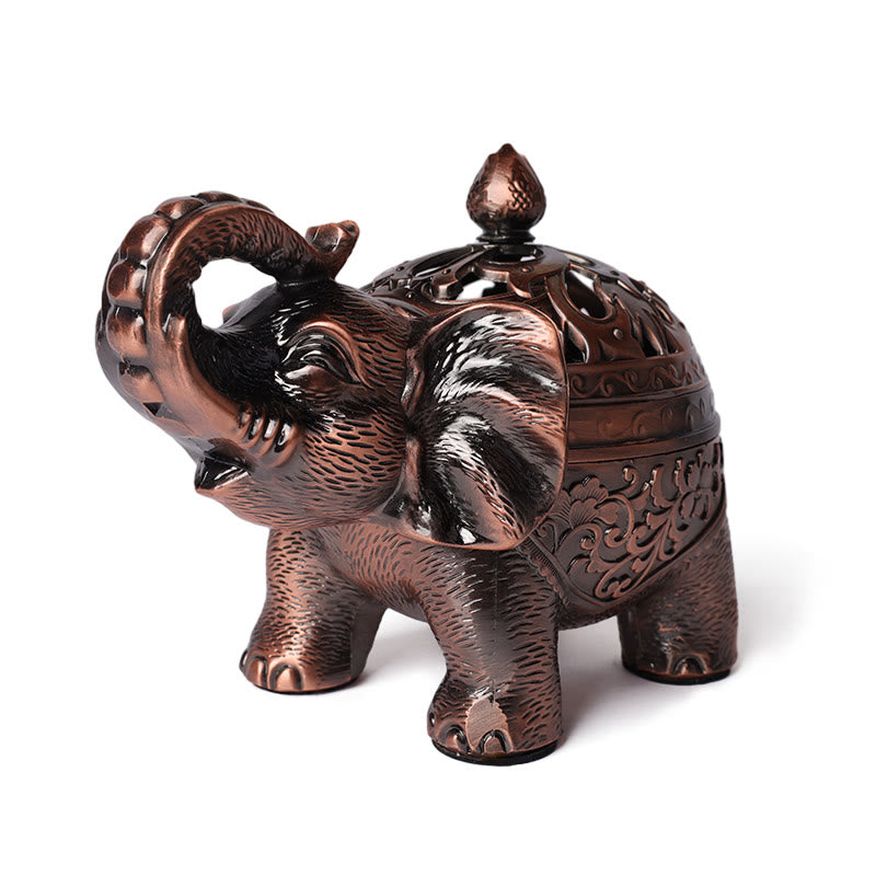 Porte-encens en alliage avec Buddha Stones et éléphant, décoration de la maison, brûleur d'encens