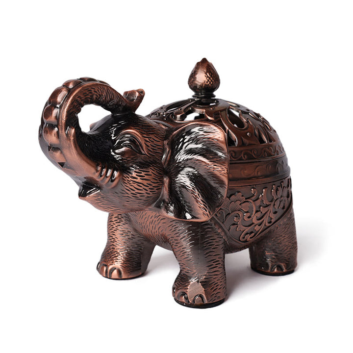 Porte-encens en alliage avec Buddha Stones et éléphant, décoration de la maison, brûleur d'encens