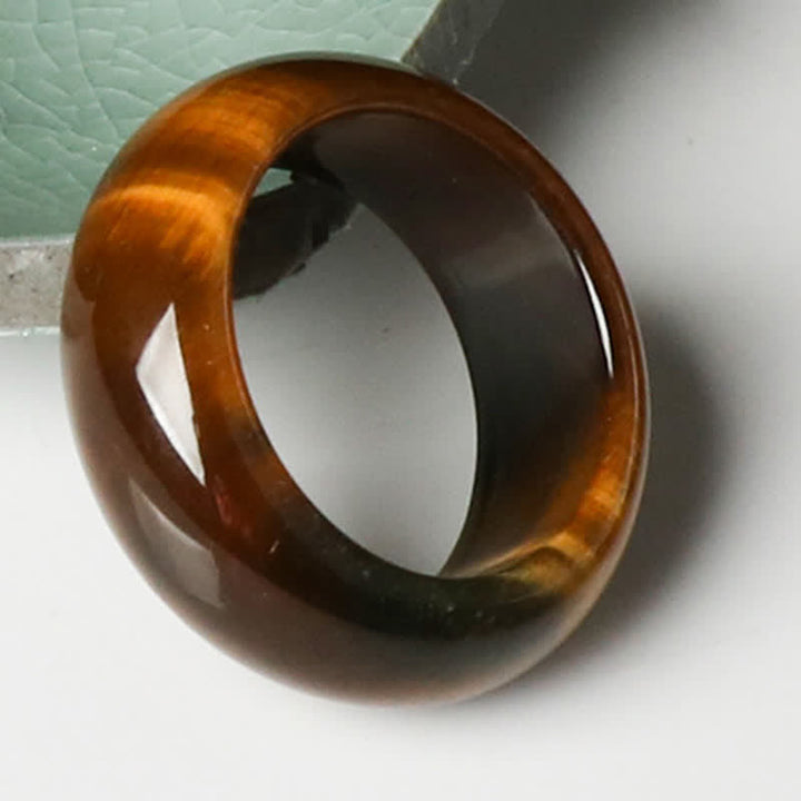 Bague de protection en pierre d'œil de tigre Buddha Stones