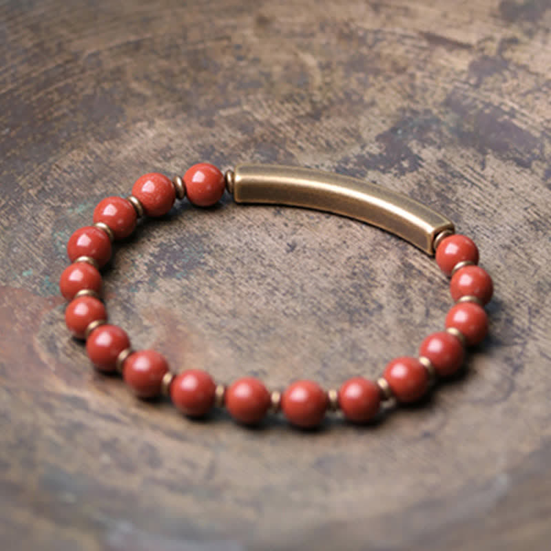 Bracelet couple paix en cuivre et cristal d'obsidienne noire en Buddha Stones Jaspe rouge Agate mousse