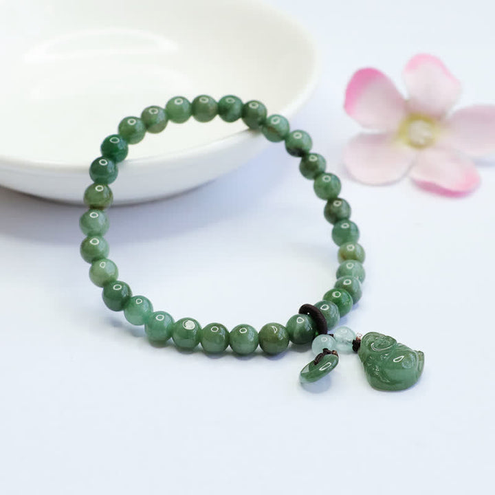 Bracelet de guérison en jade cyan Bouddha rieur de Buddha Stones