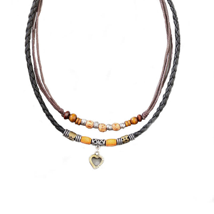 Collier pendentif et bracelet de guérison en perles à motif de cœur d'amour en Buddha Stones