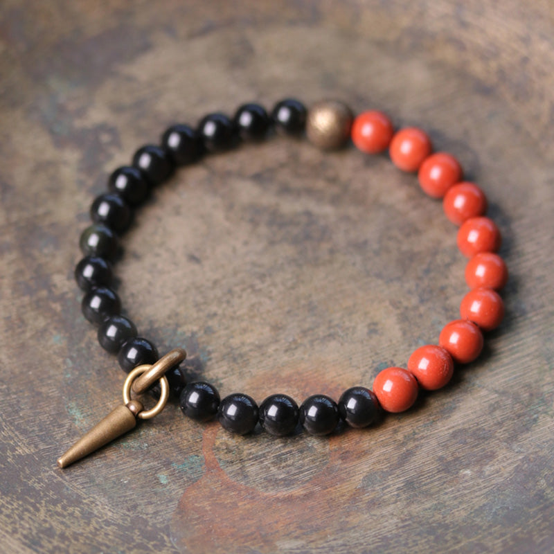 Bracelet couple force cuivre cristal sodalite obsidienne noire Buddha Stones