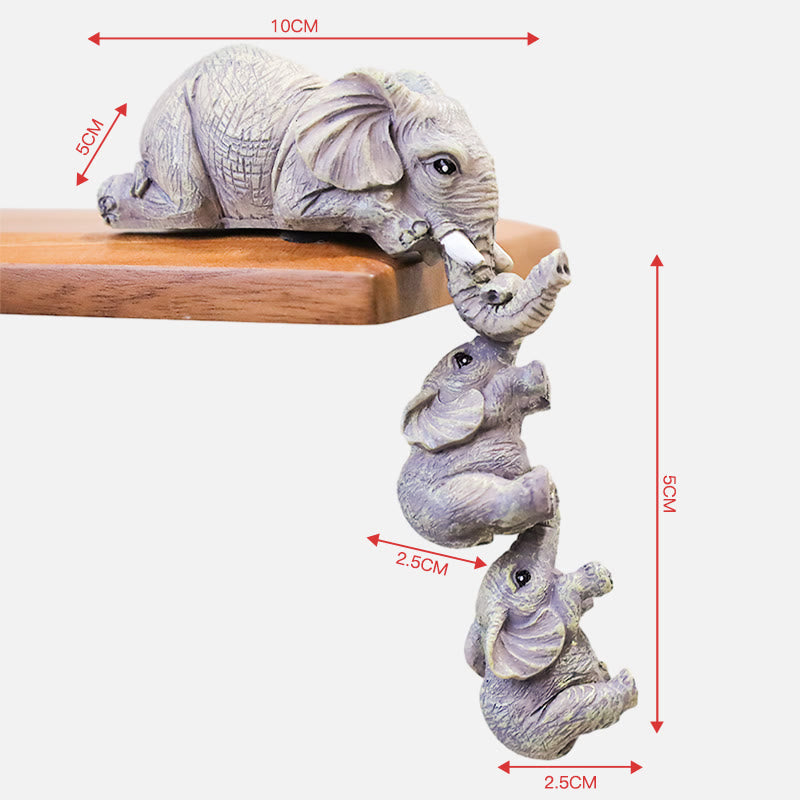 Buddha Stones 3 pièces Figurines Feng Shui Éléphant Sitter Figurine de Richesse Décoration de la Maison