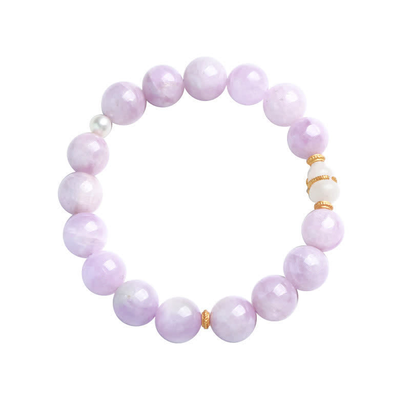 Bracelet de croissance spirituelle en jade blanc Kunzite Hetian