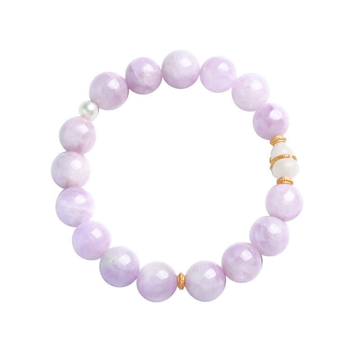 Bracelet de croissance spirituelle en jade blanc Kunzite Hetian