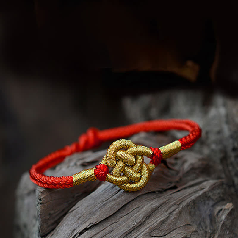 Bracelet tressé fait main avec un design simple et des nœuds chinois pour la force et la chance