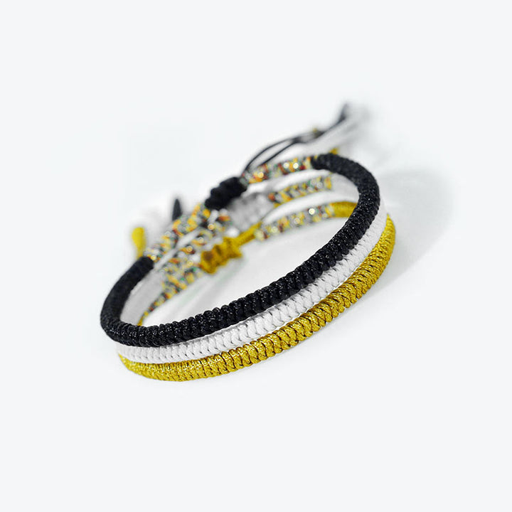 Bracelet amulette tibétain fait main multicolore avec nœud King Kong en Buddha Stones 3 pièces