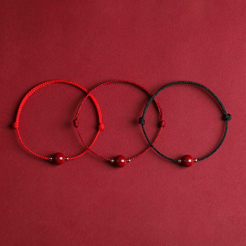 Bracelet de cheville en perles de cinabre porte-bonheur naturelles en Buddha Stones