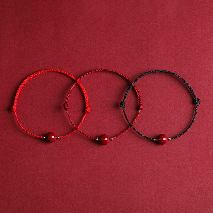 Bracelet de cheville en perles de cinabre porte-bonheur naturelles en Buddha Stones