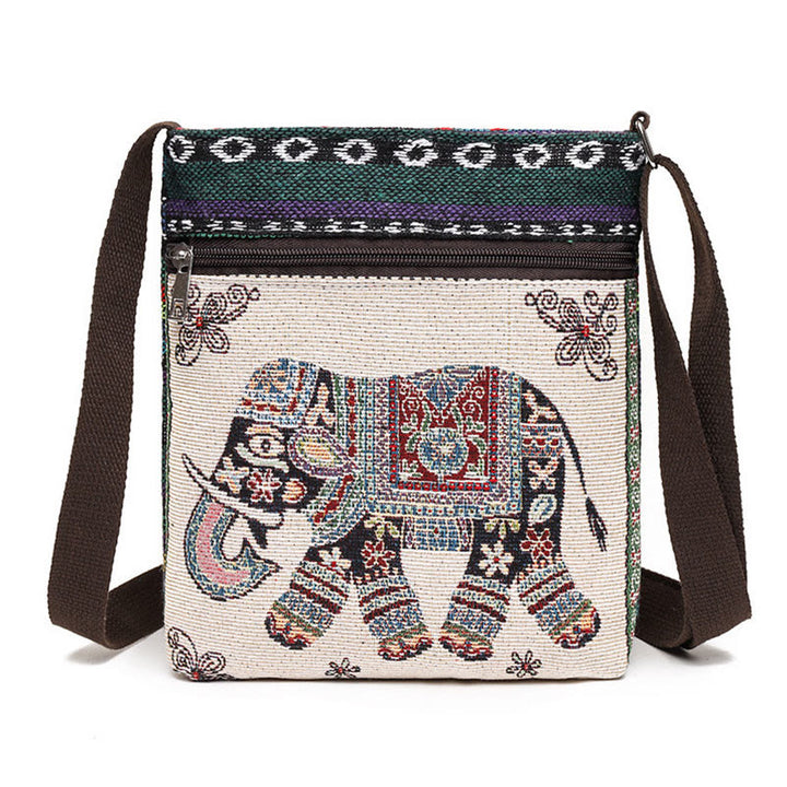 Sac fourre-tout en toile brodé Buddha Stones Elephant Butterfly Sac à bandoulière Sac à bandoulière