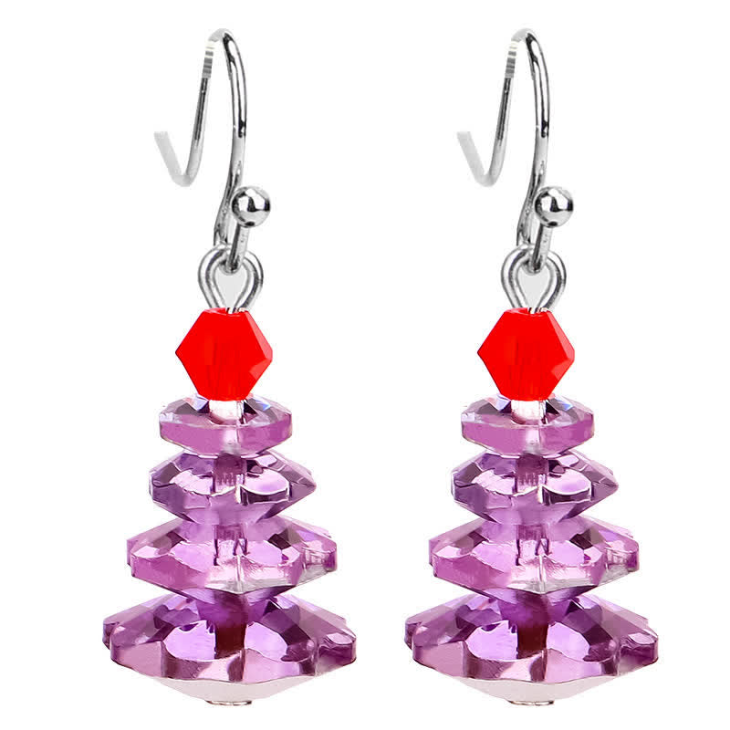 Boucles d'oreilles pendantes en cristal varié avec améthyste et arbre de Noël