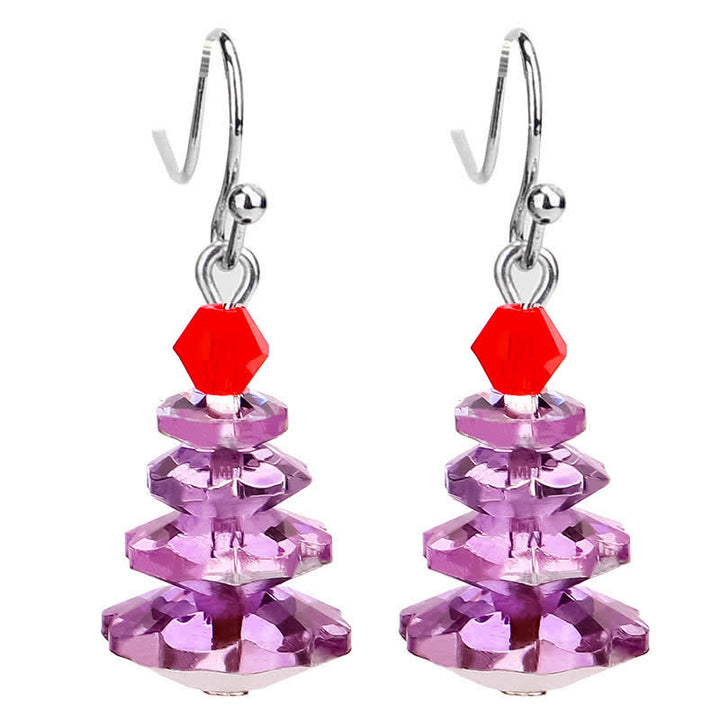 Boucles d'oreilles pendantes en cristal varié avec améthyste et arbre de Noël
