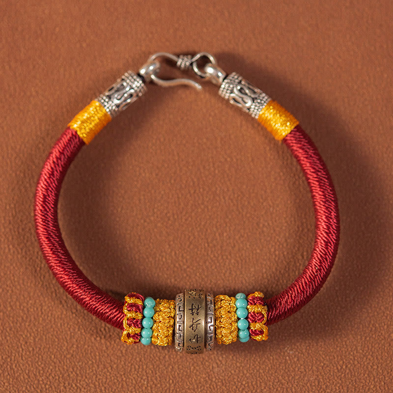 Amulette tibétaine faite à la main en Buddha Stones Bracelet tressé de protection contre la chance et le nœud King Kong - Rouge - 19 cm pour la plage de poids (90-100 kg) - image 0