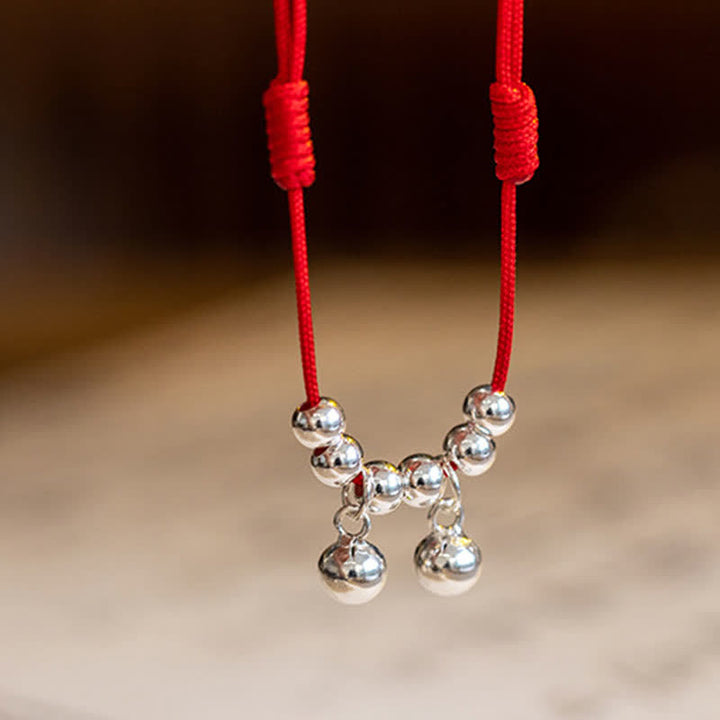 Bracelet de cheville en argent sterling 925 avec breloque en forme de cloche tressée rouge et Buddha Stones