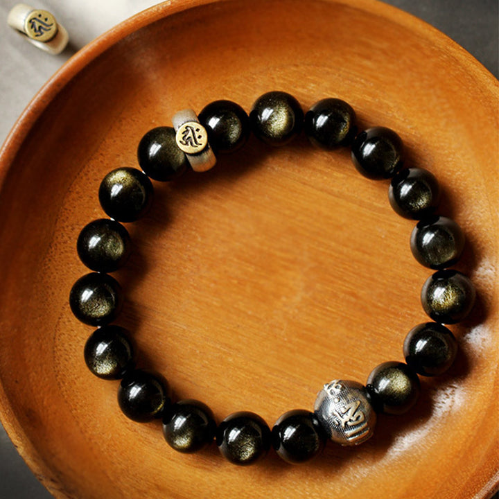 Bracelet de purification en obsidienne Buddha Stones natal du zodiaque chinois