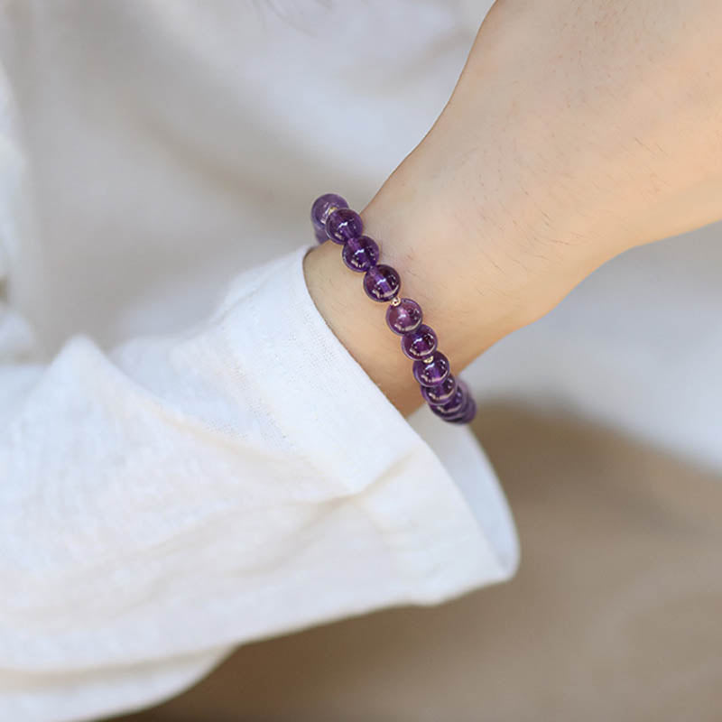 Bracelet de guérison en cristal d'améthyste et étoile de lune