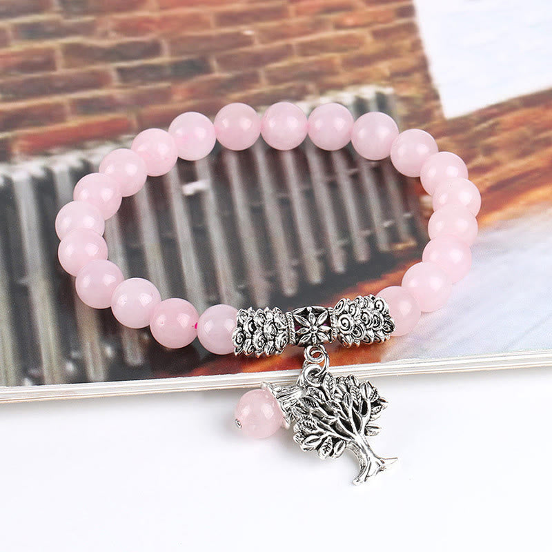 Bracelet extensible porte-bonheur en pierres précieuses naturelles de Buddha Stones Arbre de vie
