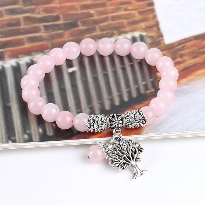 Bracelet extensible porte-bonheur en pierres précieuses naturelles de Buddha Stones Arbre de vie