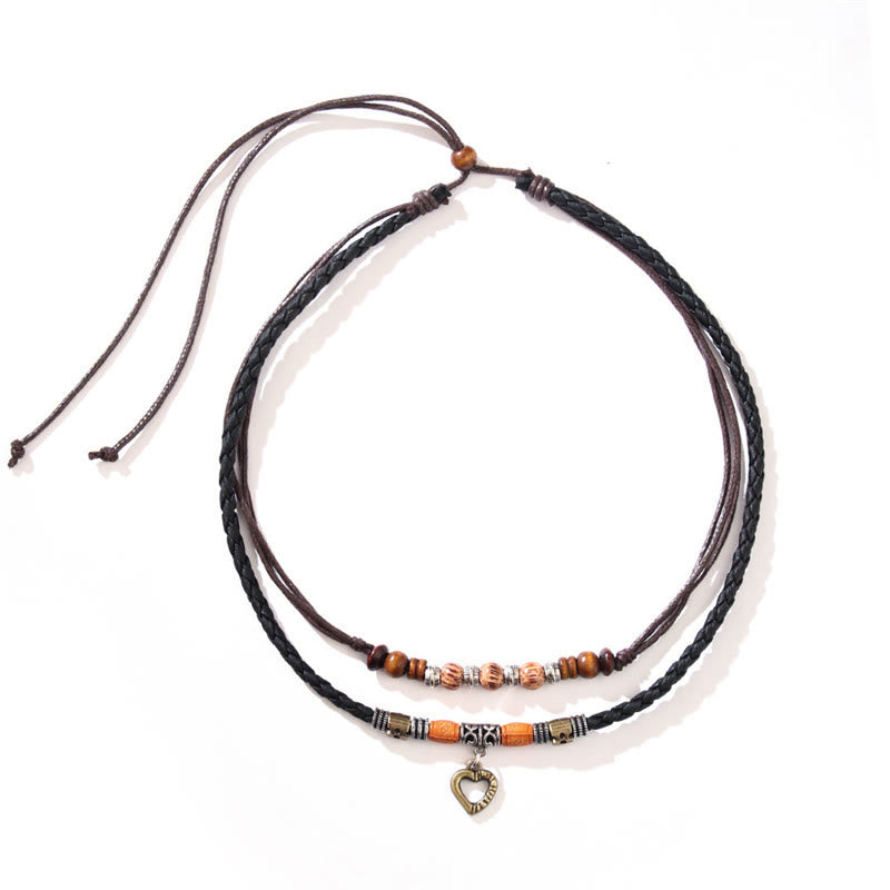 Collier pendentif et bracelet de guérison en perles à motif de cœur d'amour en Buddha Stones