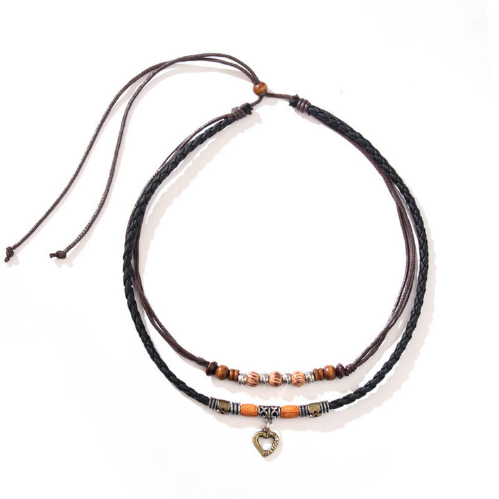 Collier pendentif et bracelet de guérison en perles à motif de cœur d'amour en Buddha Stones