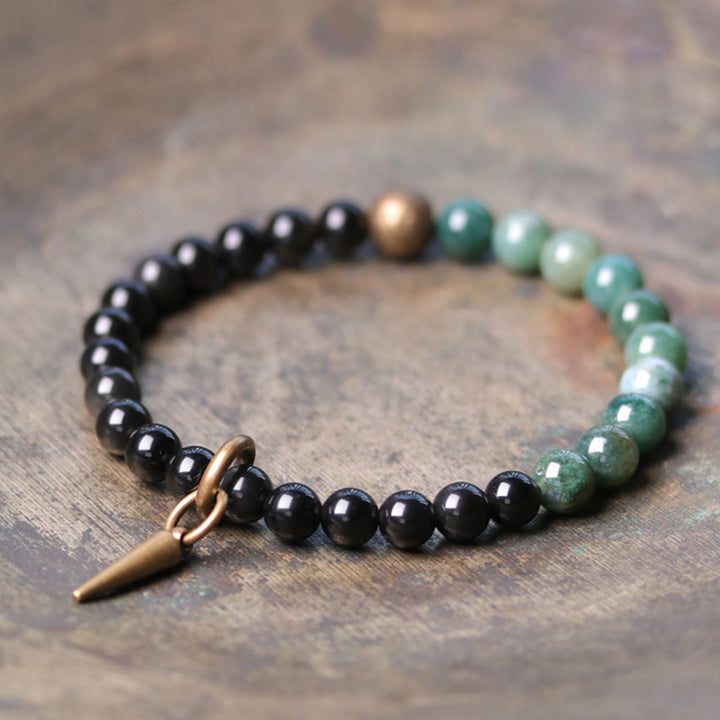 Bracelet couple force cuivre cristal sodalite obsidienne noire Buddha Stones