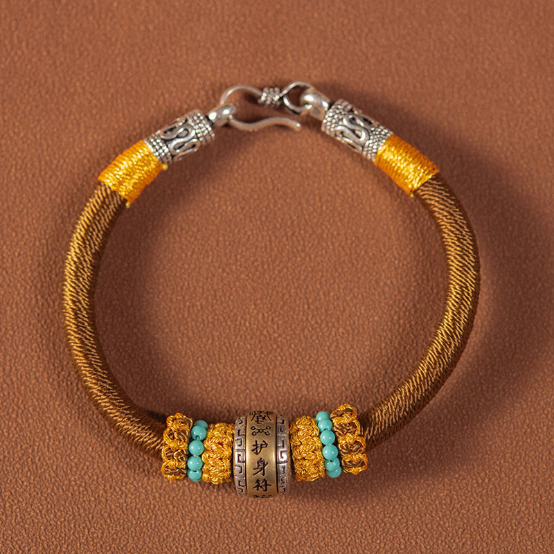 Amulette tibétaine faite à la main en Buddha Stones Bracelet tressé de protection contre la chance et le nœud King Kong - Brun - 19 cm pour la plage de poids (90-100 kg) - image 6