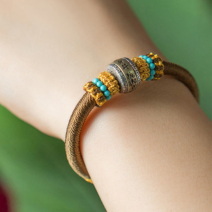 Amulette tibétaine faite à la main en Buddha Stones Bracelet tressé de protection contre la chance et le nœud King Kong - image 8