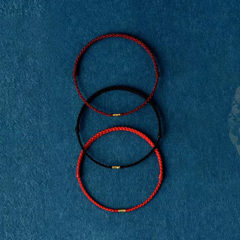 Bracelet de cheville tressé en perles dorées porte-bonheur en argent sterling 925 Buddha Stones