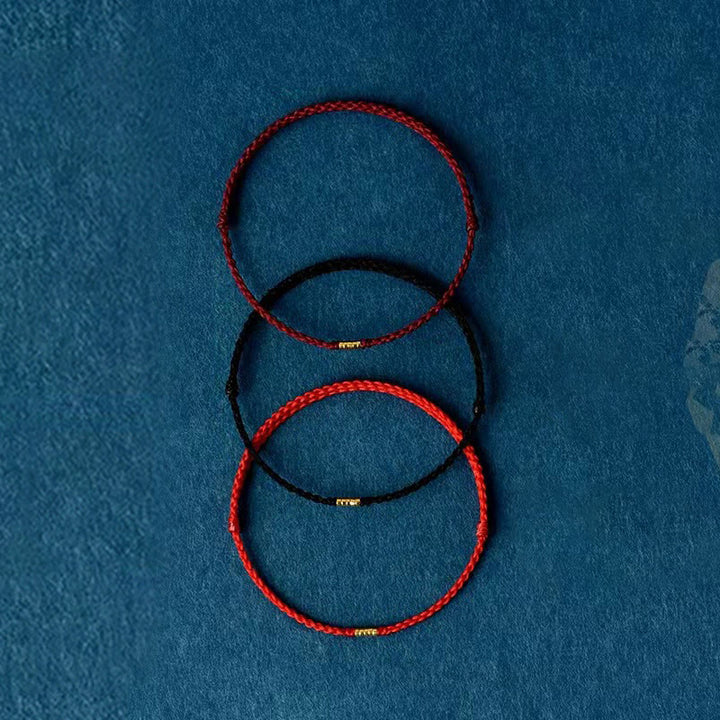 Bracelet de cheville tressé en perles dorées porte-bonheur en argent sterling 925 Buddha Stones