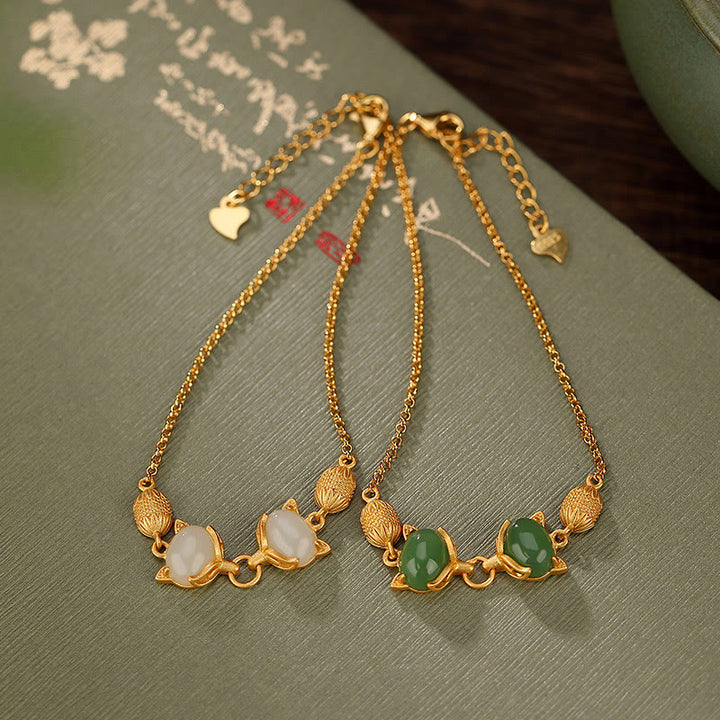 Bracelet porte-bonheur en argent sterling 925 Buddha Stones et jade blanc Hetian naturel cyan