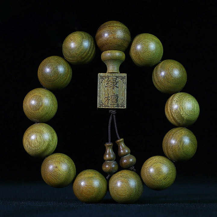 Bracelet de guérison tibétain en bois de santal vert Buddha Stones - image 1