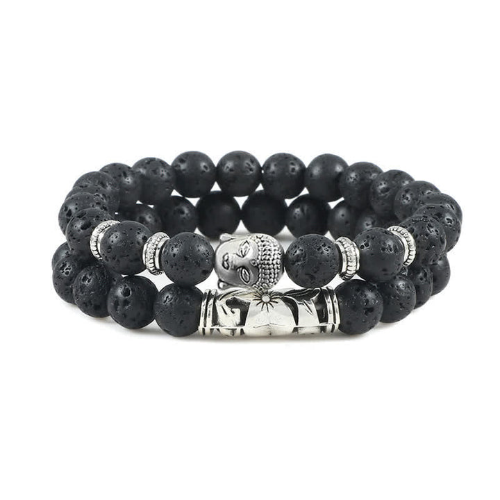 Bracelet de protection Bouddha en agate cristal naturel 2 pièces