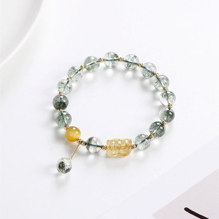 Bracelet de confiance PiXiu en citrine fantôme verte de Buddha Stones
