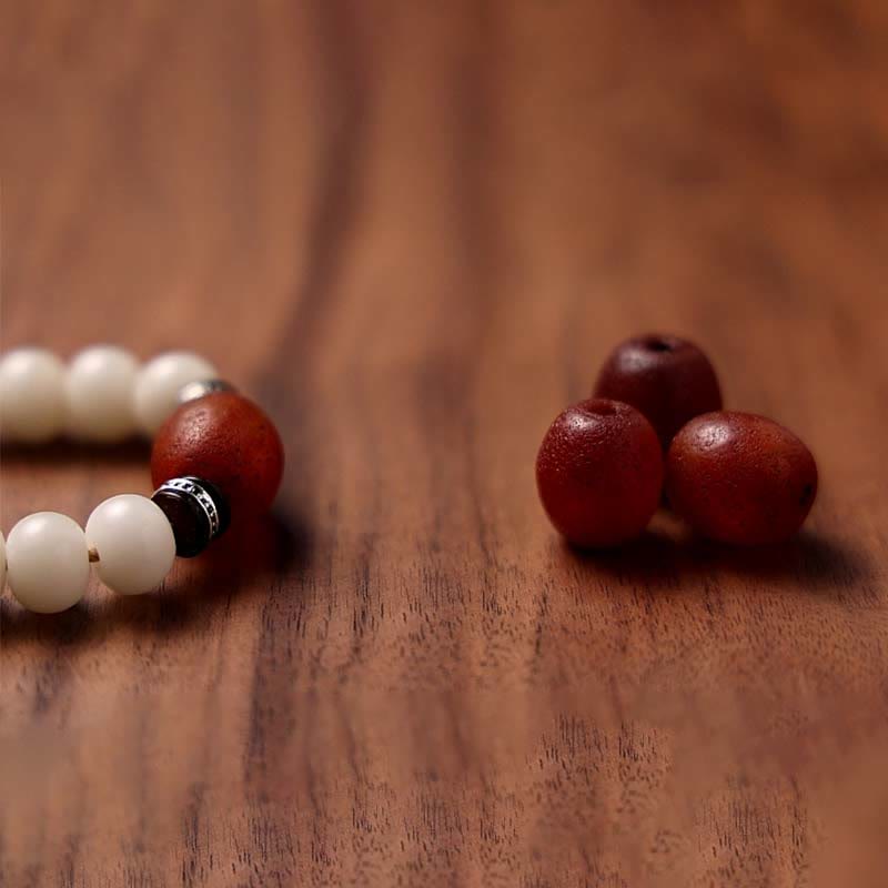 Bracelet de richesse en agate grise avec 108 perles de Mala en Buddha Stones du Tibet, graines de Bodhi, Bagua, Vajra, Dzi