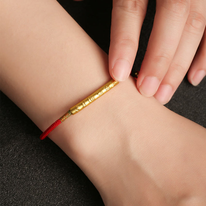 Bracelet bouddhiste tibétain fait main en pierres de Bouddha avec cordon rouge porte-bonheur Mantra Buddha Stones