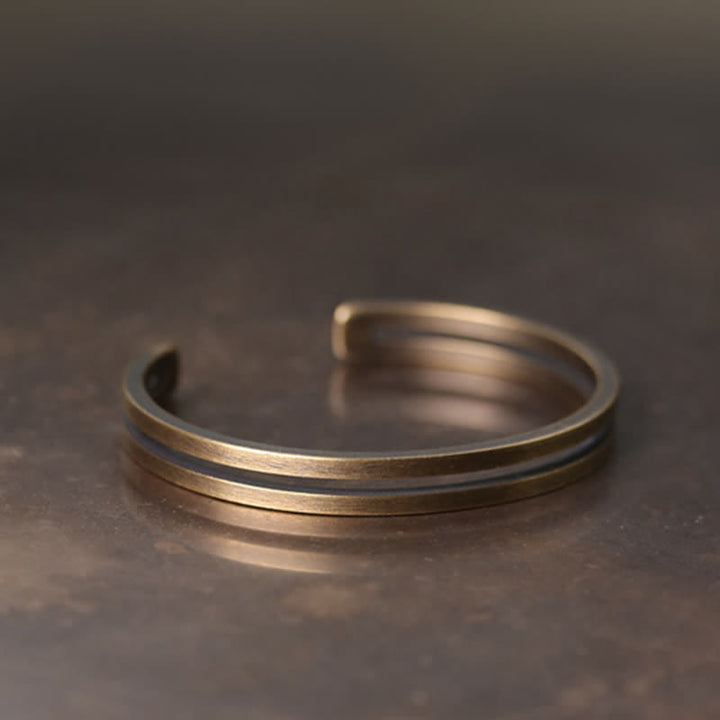 Bracelet manchette viking en cuivre rustique avec Buddha Stones