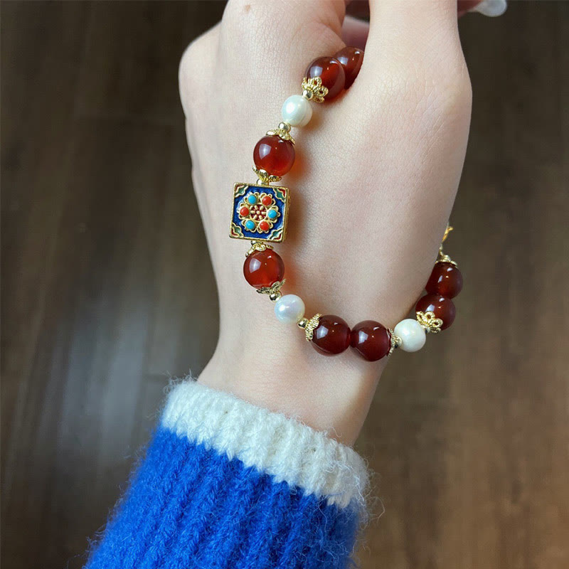 Bracelet de confiance en soi et d'acceptation de soi en perles d'agate rouge de Buddha Stones