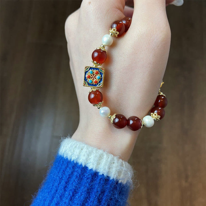 Bracelet de confiance en soi et d'acceptation de soi en perles d'agate rouge de Buddha Stones