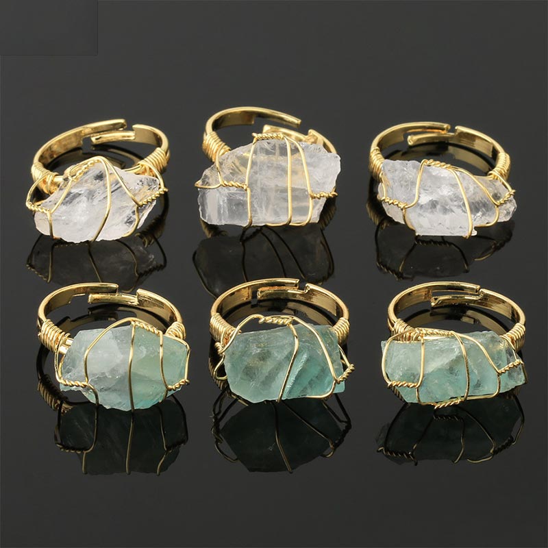 Bague ajustable en améthyste et cristal naturel avec Buddha Stones