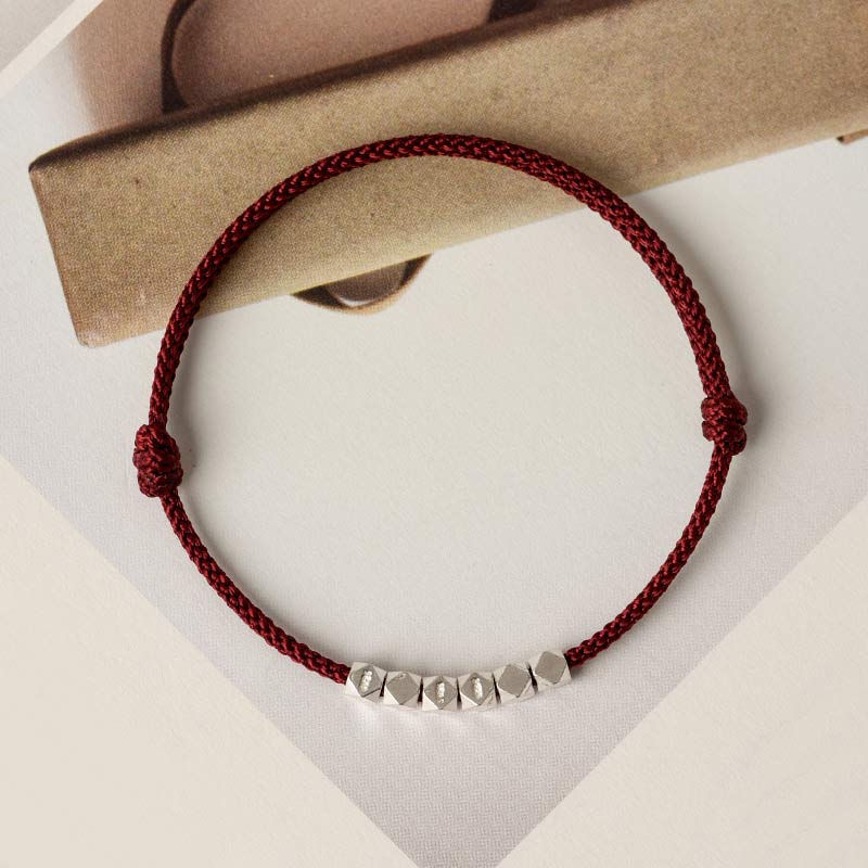 Bracelet de cheville tressé en argent sterling 925 Buddha Stones rouge