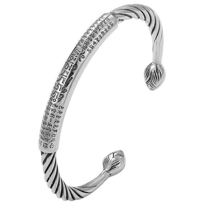 Bracelet manchette tibétain en Buddha Stones Om Mani Padme Hum Sutra du cœur Pureté