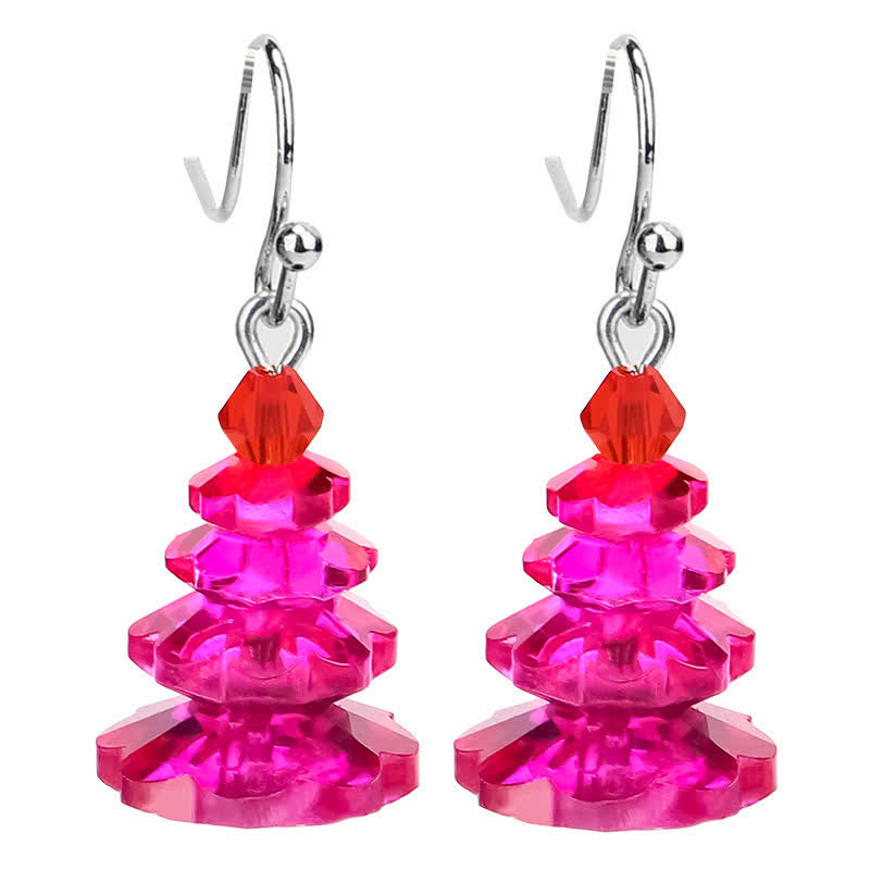 Boucles d'oreilles pendantes en cristal varié avec améthyste et arbre de Noël