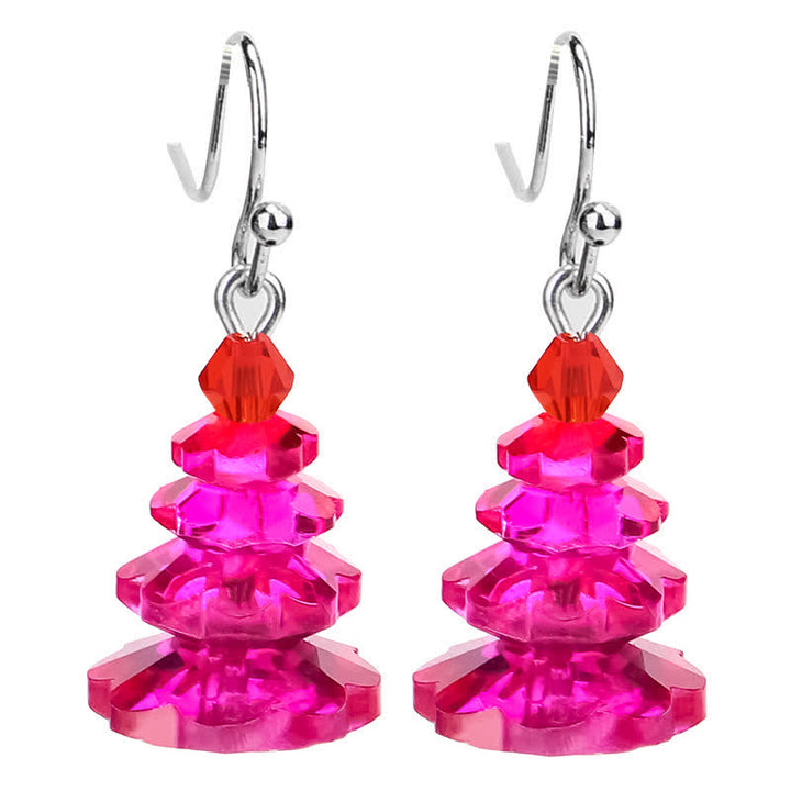 Boucles d'oreilles pendantes en cristal varié avec améthyste et arbre de Noël