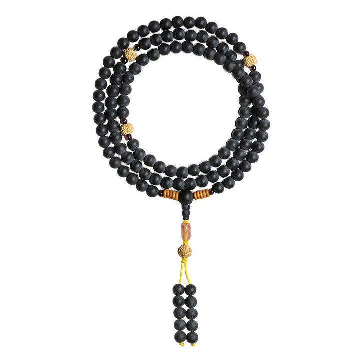 Bracelet de guérison tibétain Mala en Buddha Stones , graines de cyprès et de Bodhi, agate rouge