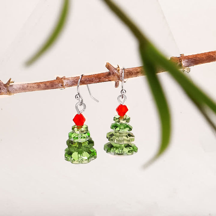 Boucles d'oreilles pendantes en cristal varié avec améthyste et arbre de Noël