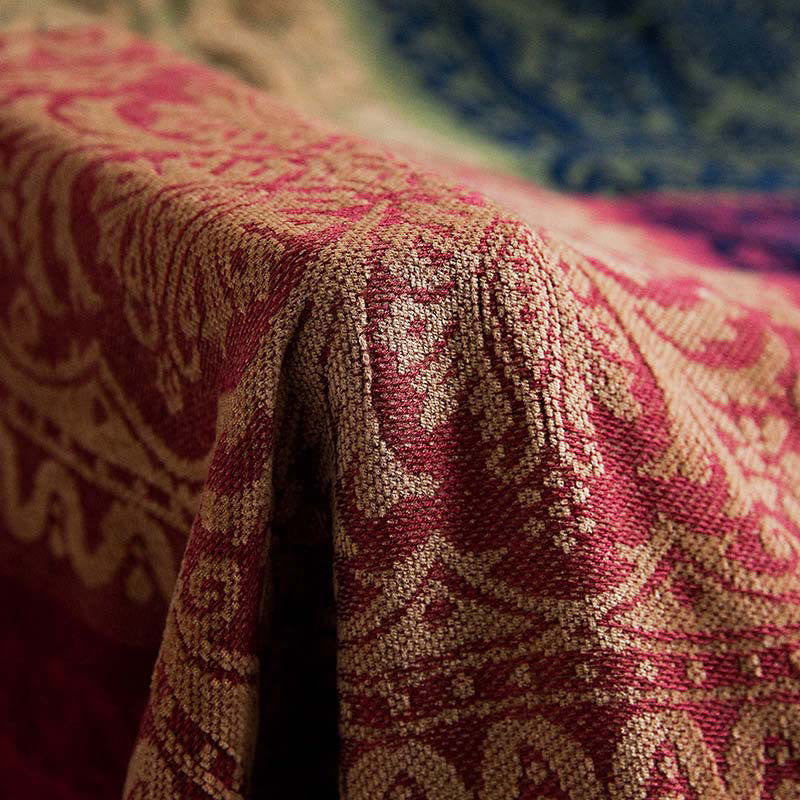 Couverture artisanale tibétaine à motifs floraux en Buddha Stones teinte à la main