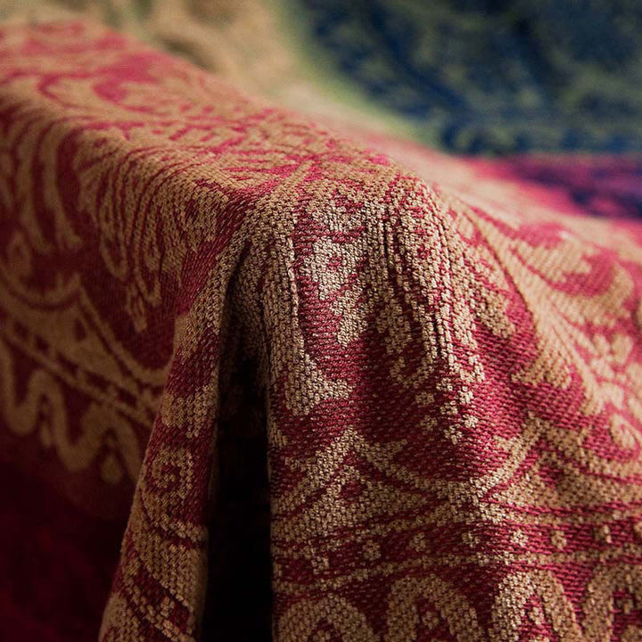 Couverture artisanale tibétaine à motifs floraux en Buddha Stones teinte à la main