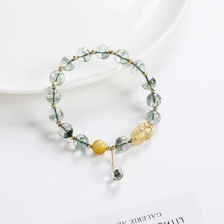 Bracelet de confiance PiXiu en citrine fantôme verte de Buddha Stones